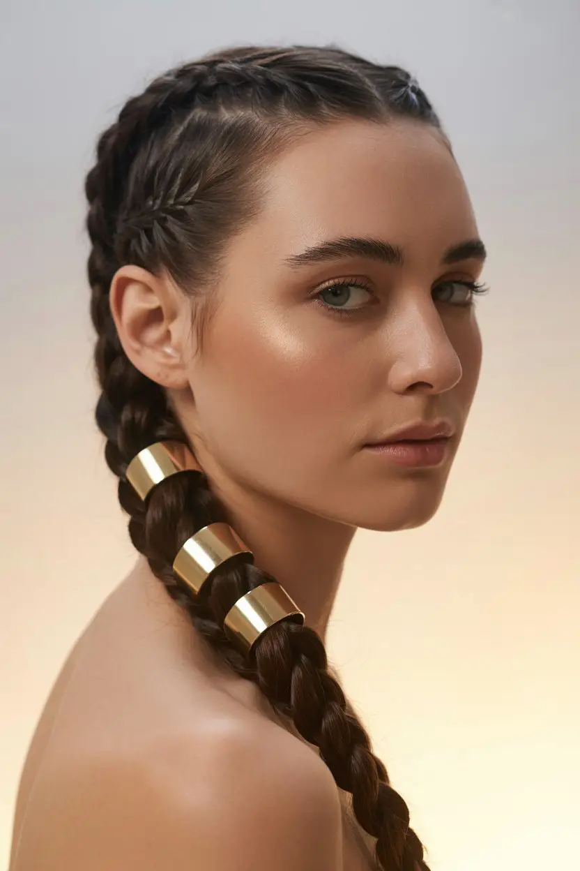 #12. Boho Mohawk Braid with Gold Cuffs