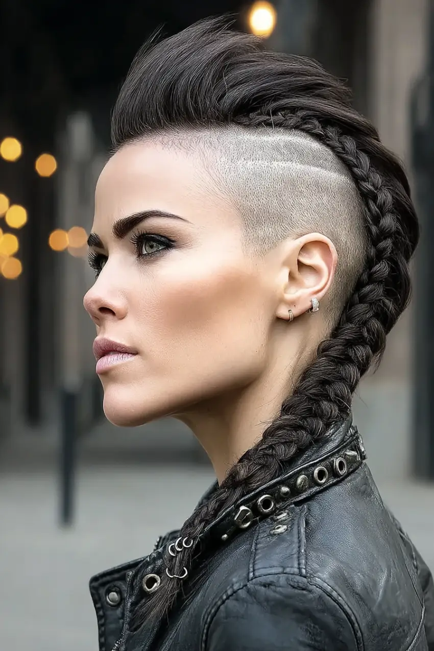 #12. Braided Hawk with Faded Undercut and Razor Part
