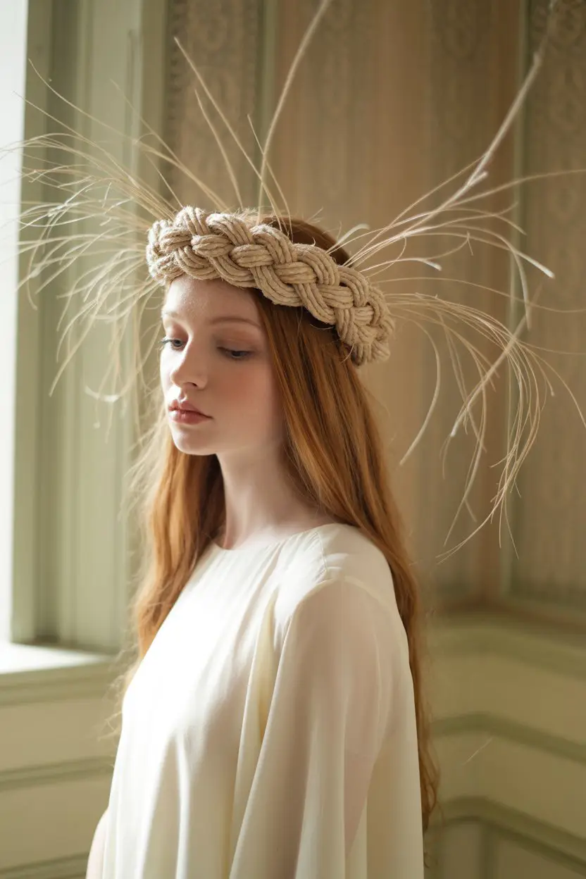 #12. Ethereal Rope Braid Crown with Wispy Face Framers