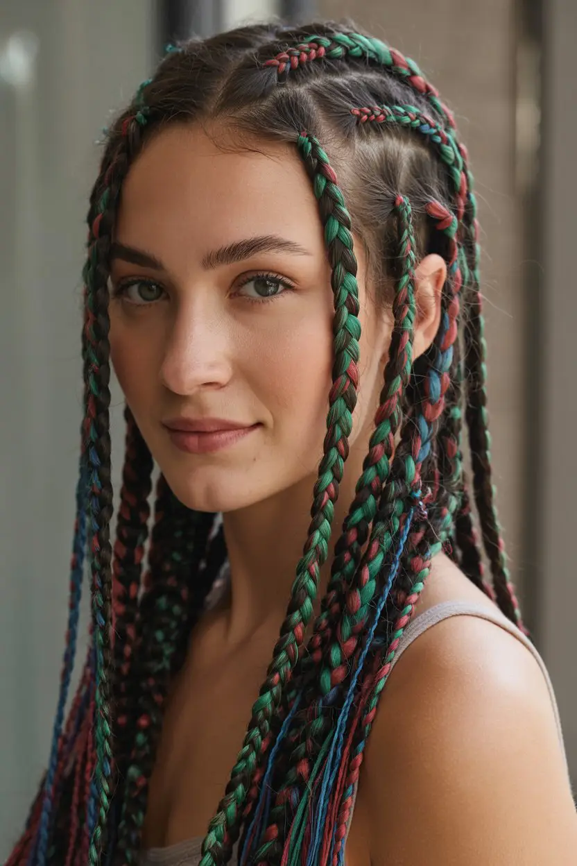 #13. Braided Hair Tapestry with Embroidery Thread