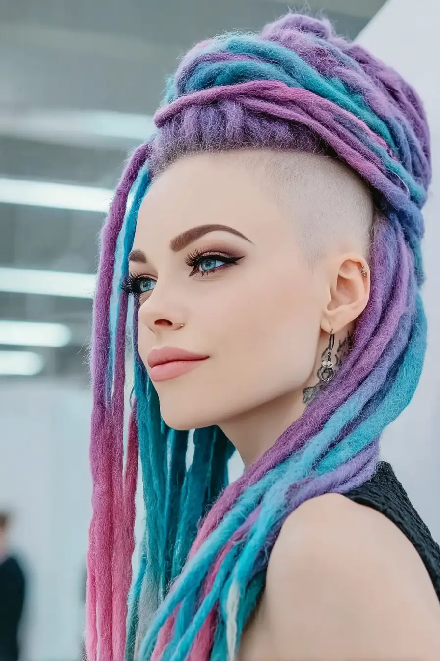 19 Creative Locs Hairstyles: Statement-Making Styles to Try Now 14 #13. Pastel Punk Locs with Undercut Fade