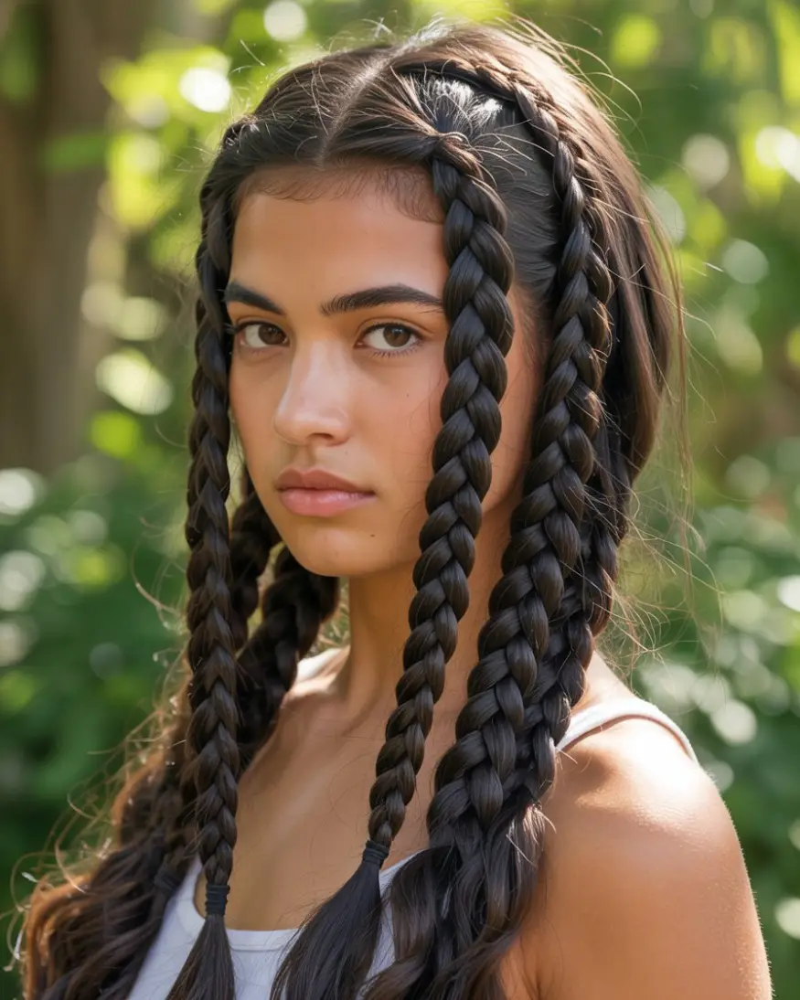 19 Clever Hairstyles For Greasy Hair: Quick Fixes That Still Look Fresh 14 #13. The Double Dutch Braid Shield