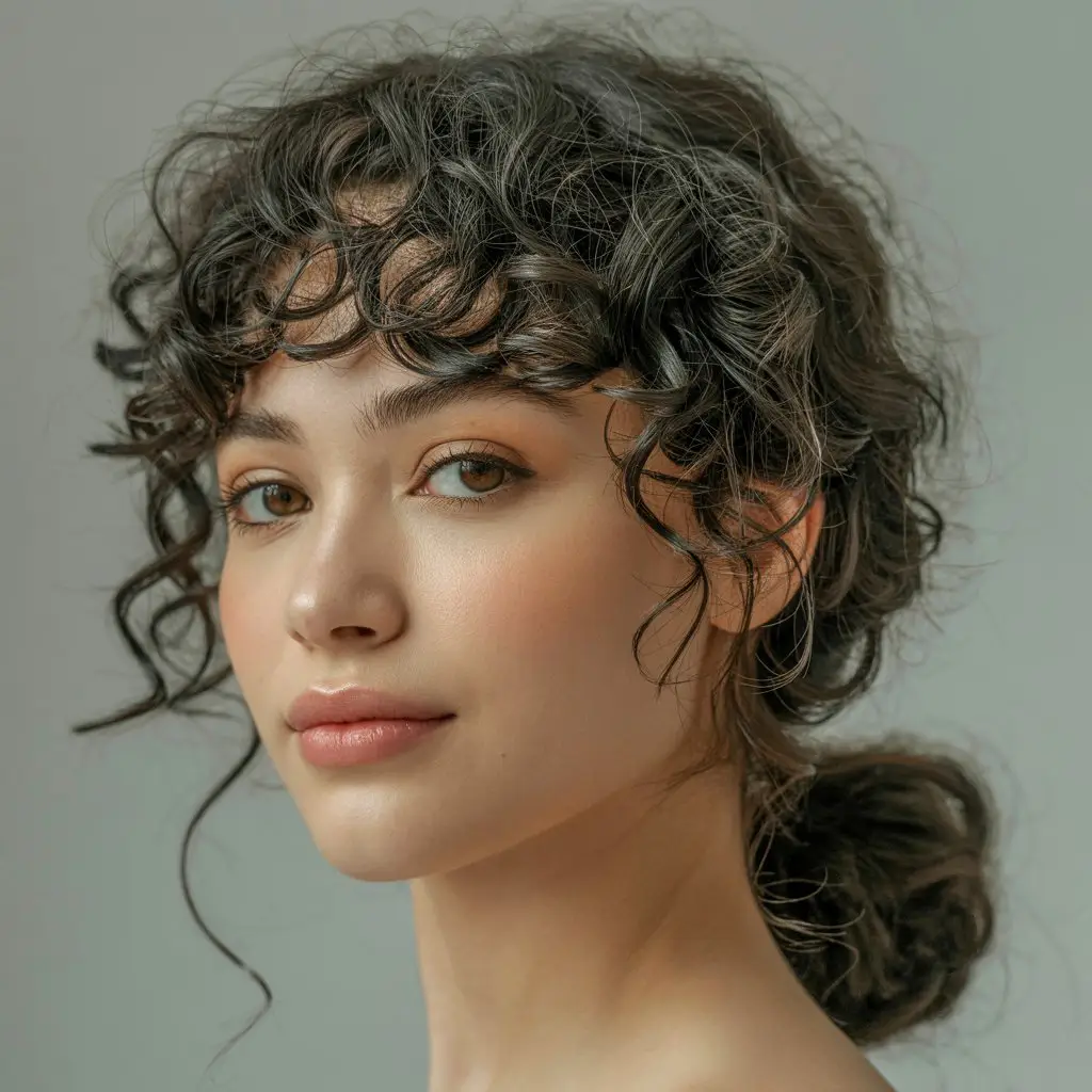 17 Sporty Curly Lacrosse Hairstyles: Game-Ready Looks with Flair 14 #13. Voluminous Curly Fringe with Low Ponytail