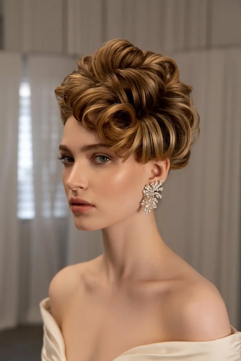 #14. Asymmetrical Twisted Updo with Dramatic Volume
