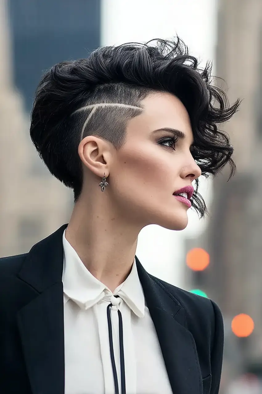 #14. Curved Razor Undercut with Voluminous Side Sweep