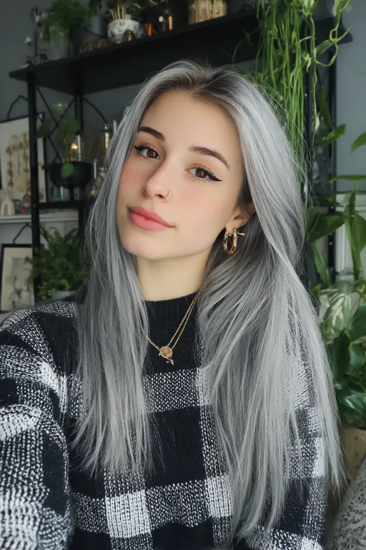 22 Bold Platinum Blonde Bob Hairstyles: Fresh and Fierce Ideas for a Standout Look 15 #14. Long Silver-Platinum Layers with Middle Part