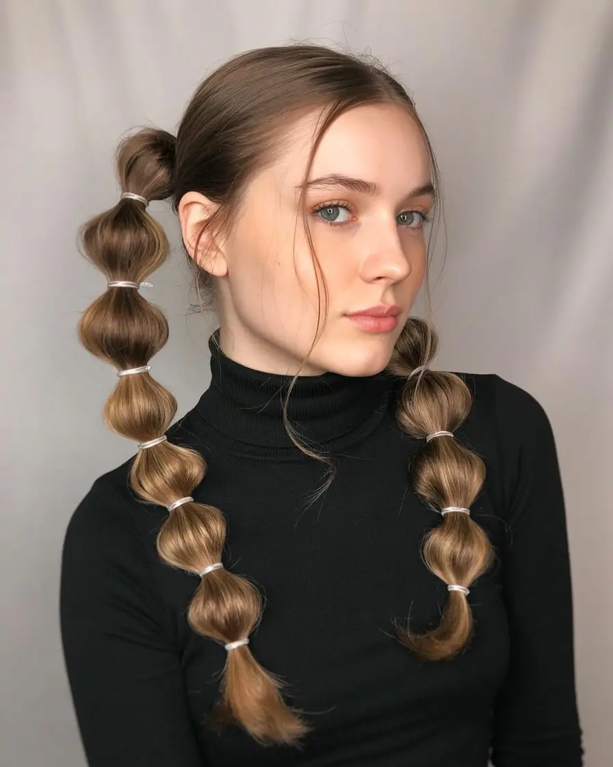 18 Relaxed Yoga Hairstyles: Low-Maintenance Styles with a Calm and Comfy Vibe 15 #14. Low Bubble Ponytail for Modern Ease