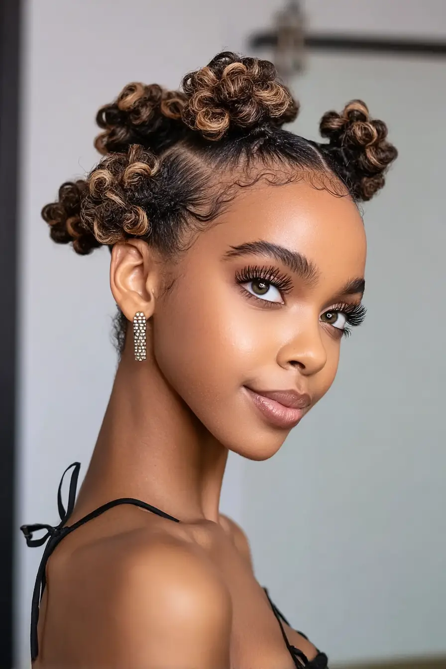 19 Creative Locs Hairstyles: Statement-Making Styles to Try Now 15 #14. Mini Bantu Knots with Golden Highlights