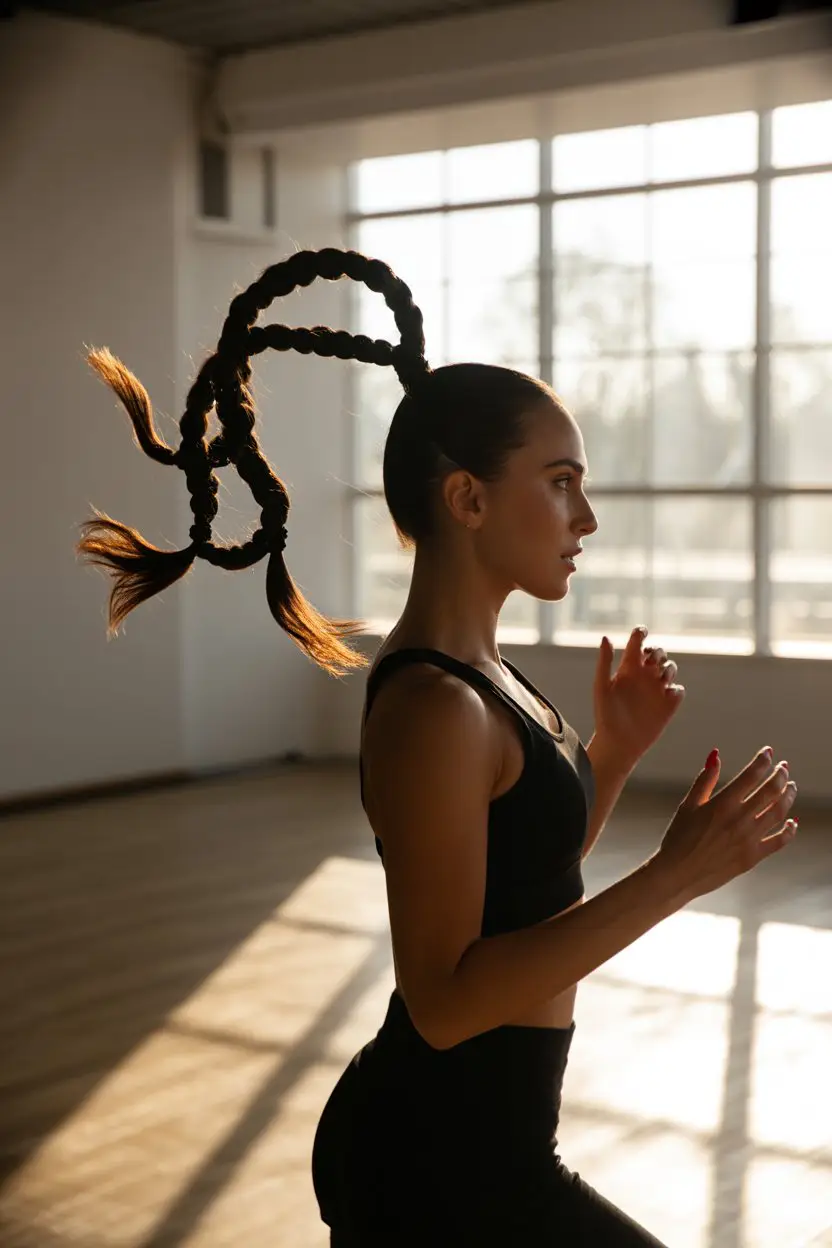 16 Fresh Gym Hairstyles: Low-Fuss Hairdos That Blend Function with Flair 15 #14. Rope Twist Ponytail for Sleek Performance