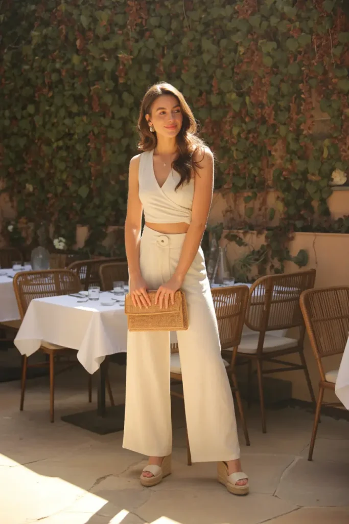 #14. The Wrap Top & Wide-Leg Linen Pants Duo