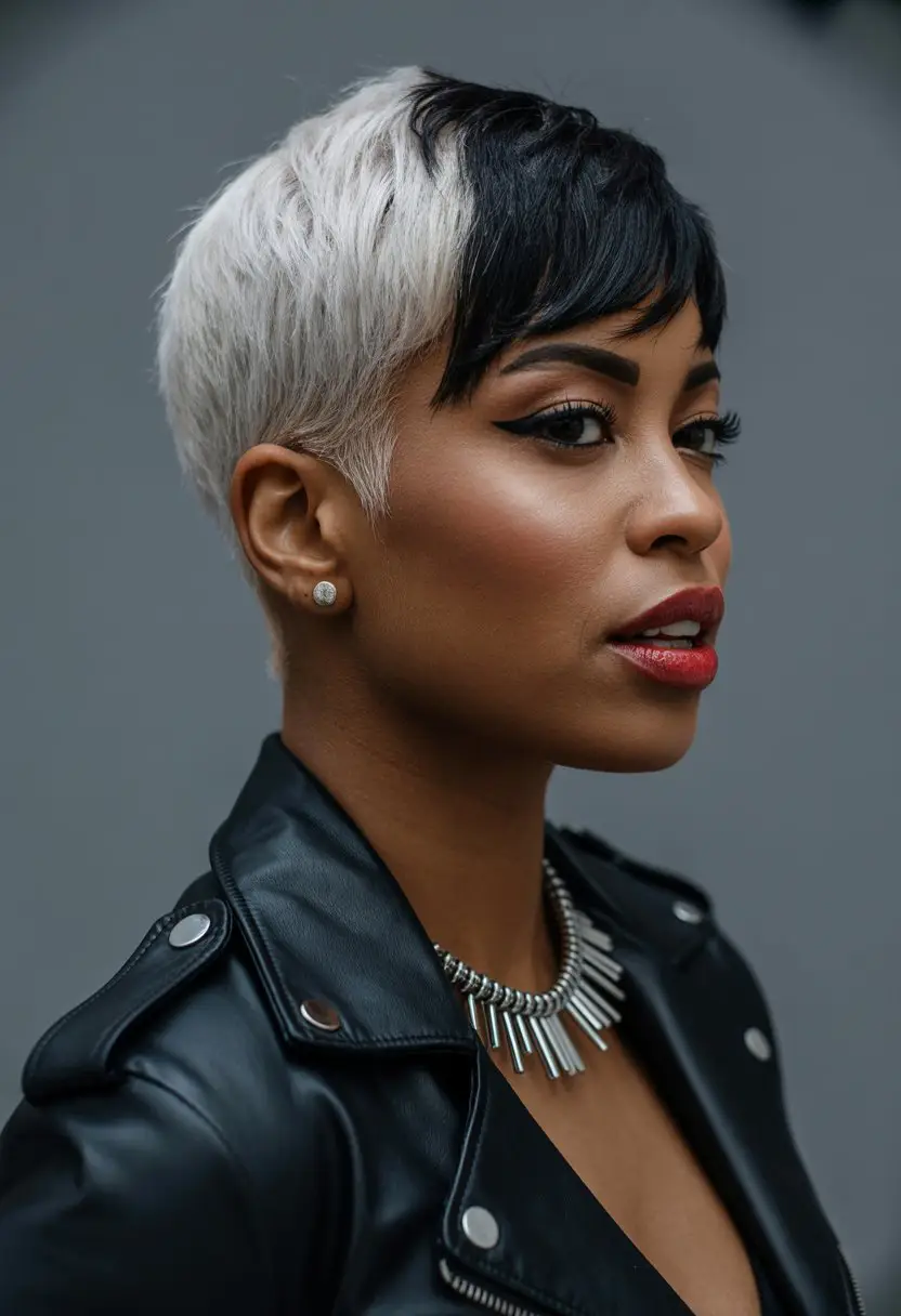 20 Playful Pixie Hairstyles: Flirty and Fun Looks for a Fresh Vibe 15 #14. Two-Tone Sleek Pixie with Razor Bangs