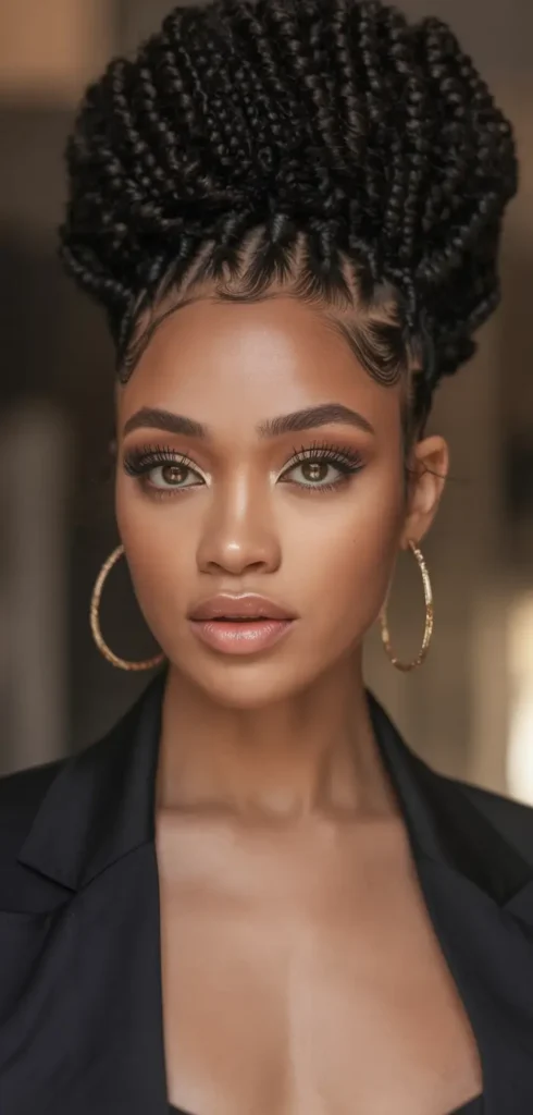 #15. High Marley Twist Bun with Sleek Edges