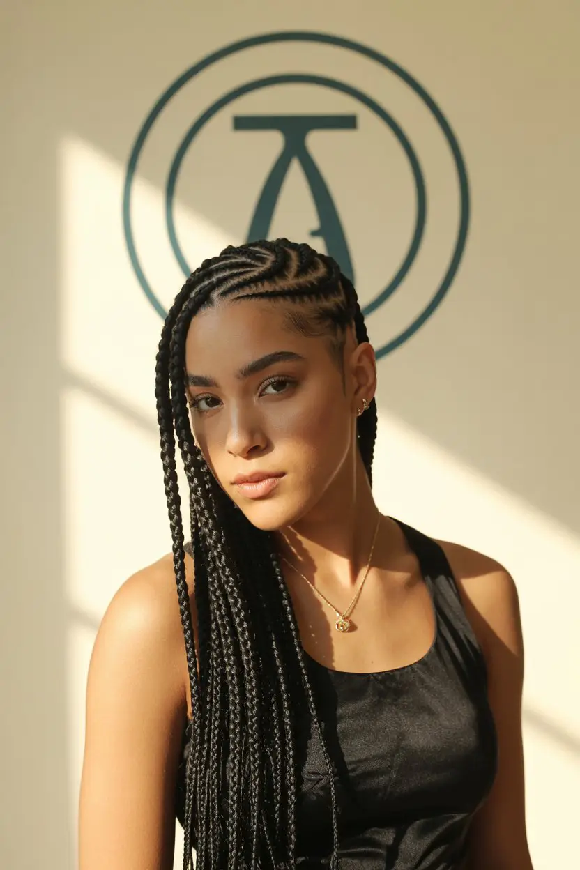 #15. Side-Swept Tribal Feed-In Braids with Boho Length