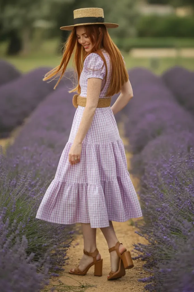 #15. The Tiered Ruffle Dress & Block Heels Romance