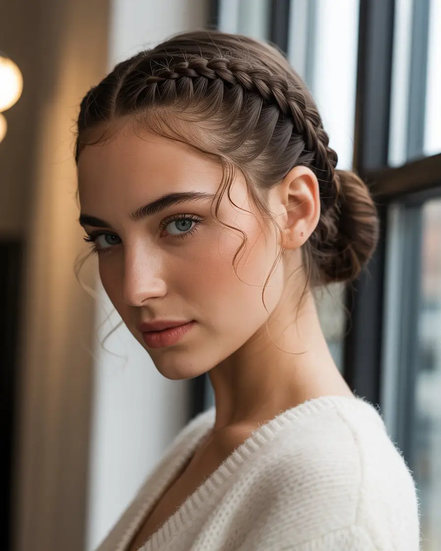 20 Eye-Catching Small Braids Hairstyles: Bold Looks to Elevate Your Hair Game 17 #16. Braided Low Bun with Tendrils