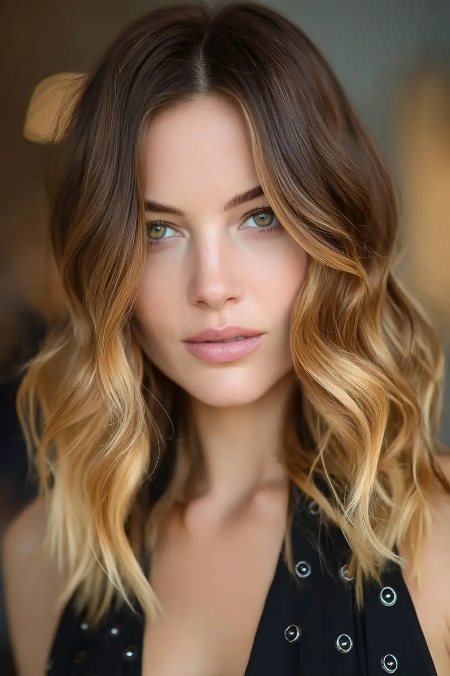 #16. Golden Blonde Ombre with Cocoa Roots