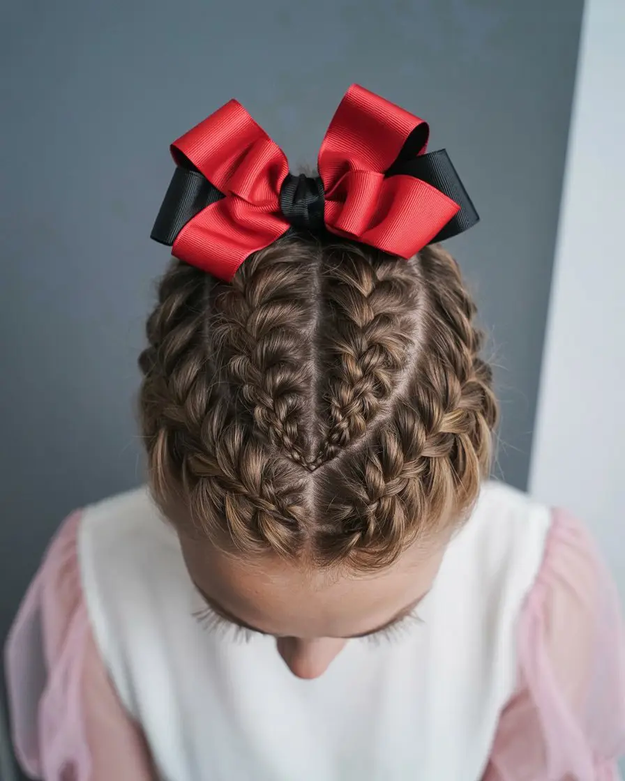 18 Fierce Braided Sporty Hairstyles: Power Looks for Active Days 17 #16. Heart-Shaped Boxer Braids with Bold Bow Accent