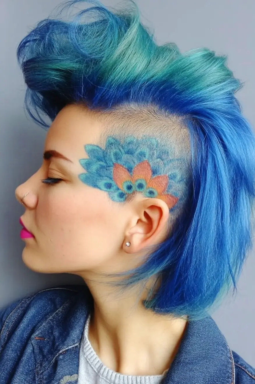 #16. Peacock-Inspired Undercut with Ocean Blue Volume