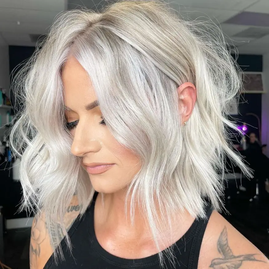 22 Bold Platinum Blonde Bob Hairstyles: Fresh and Fierce Ideas for a Standout Look 17 #16. Piecey Textured Bob in Ashy Platinum