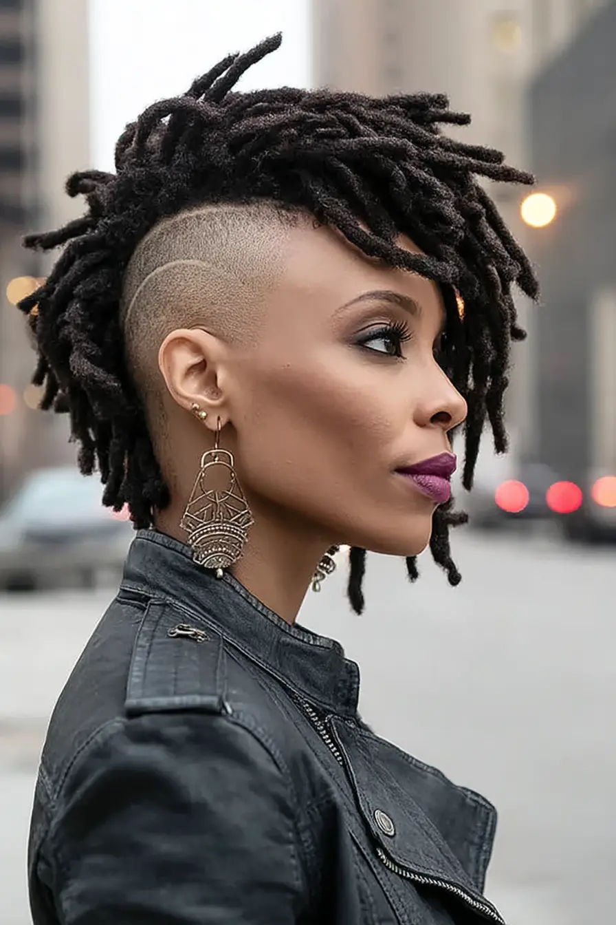 19 Creative Locs Hairstyles: Statement-Making Styles to Try Now 17 #16. Tapered Locs Mohawk with Etched Undercut