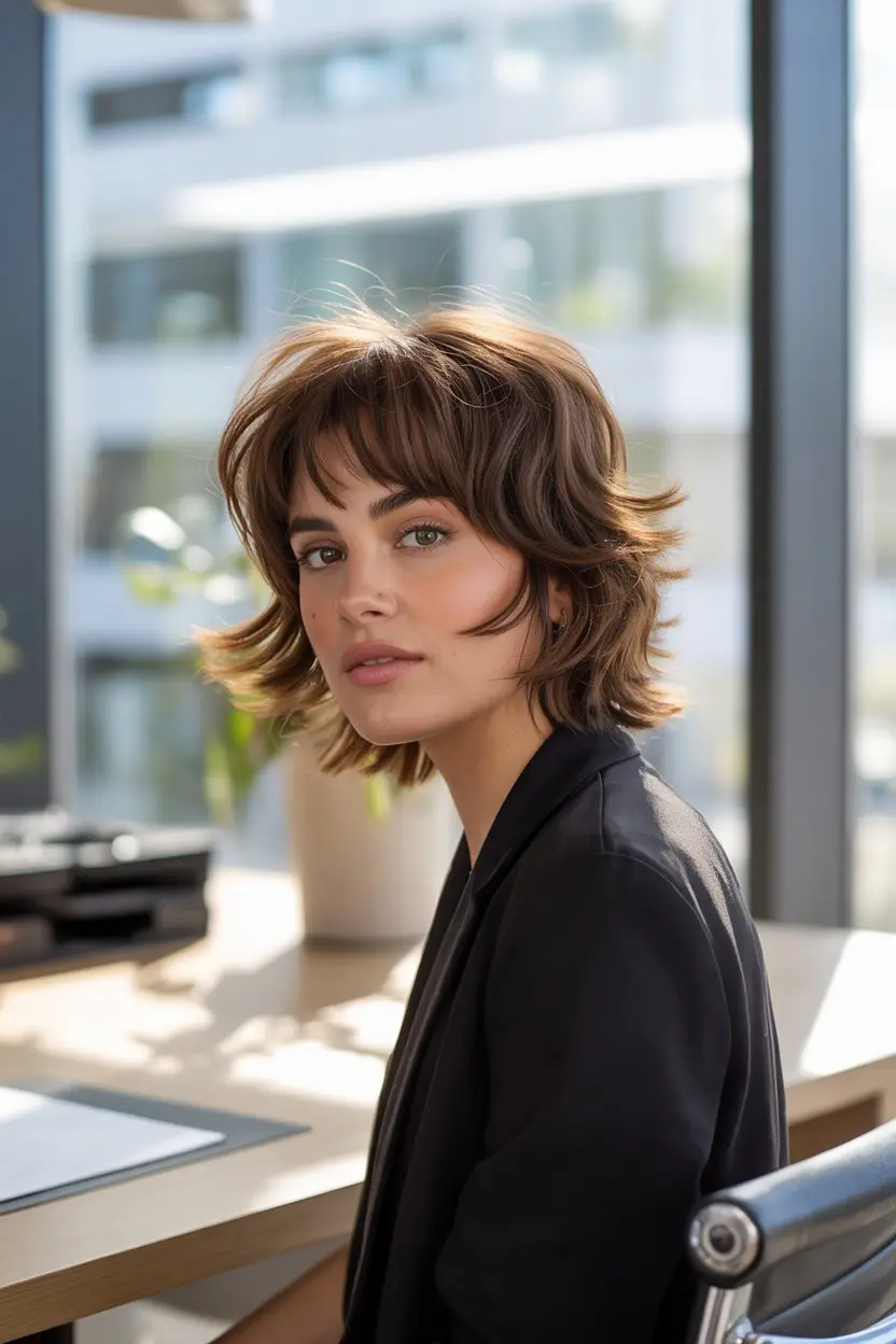 19 Polished Office Hairstyles: Sleek Looks That Mean Business 17 #16. The Modern Shag with Face-Framing Layers