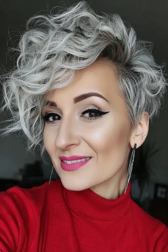 19 Flattering Hairstyles for Fine Hair: Volume-Boosting Looks That Feel Effortless 18 #17. Silver Textured Pixie with Voluminous Curls