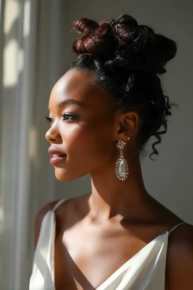 19 Stunning 4c Braided Hairstyles: Bold Looks That Celebrate Natural Texture 18 #17. Twisted Top Knot with Soft Curly Tendrils