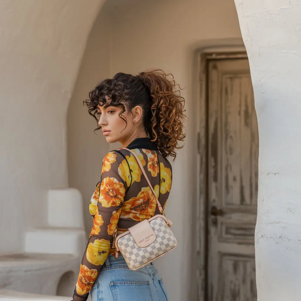 17 Stylish Vacation Hairstyles: Chic and Easy Options for Getaways 18 #17. Voluminous Curly Ponytail with Fringe Curls