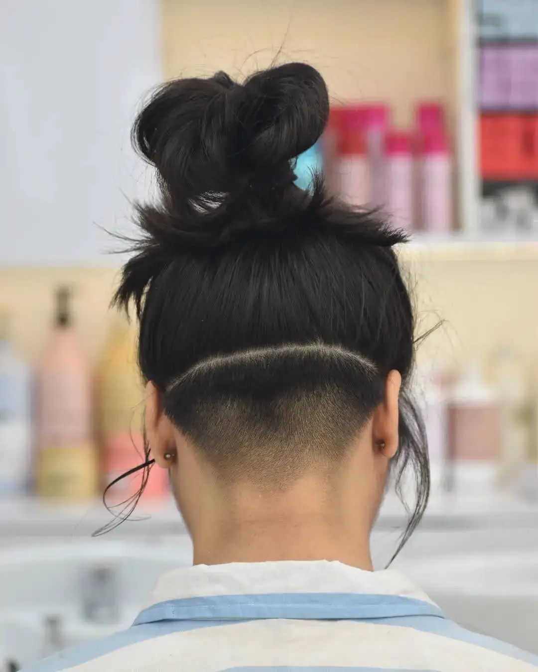 #18. Clean Nape Fade with Tucked Top Knot