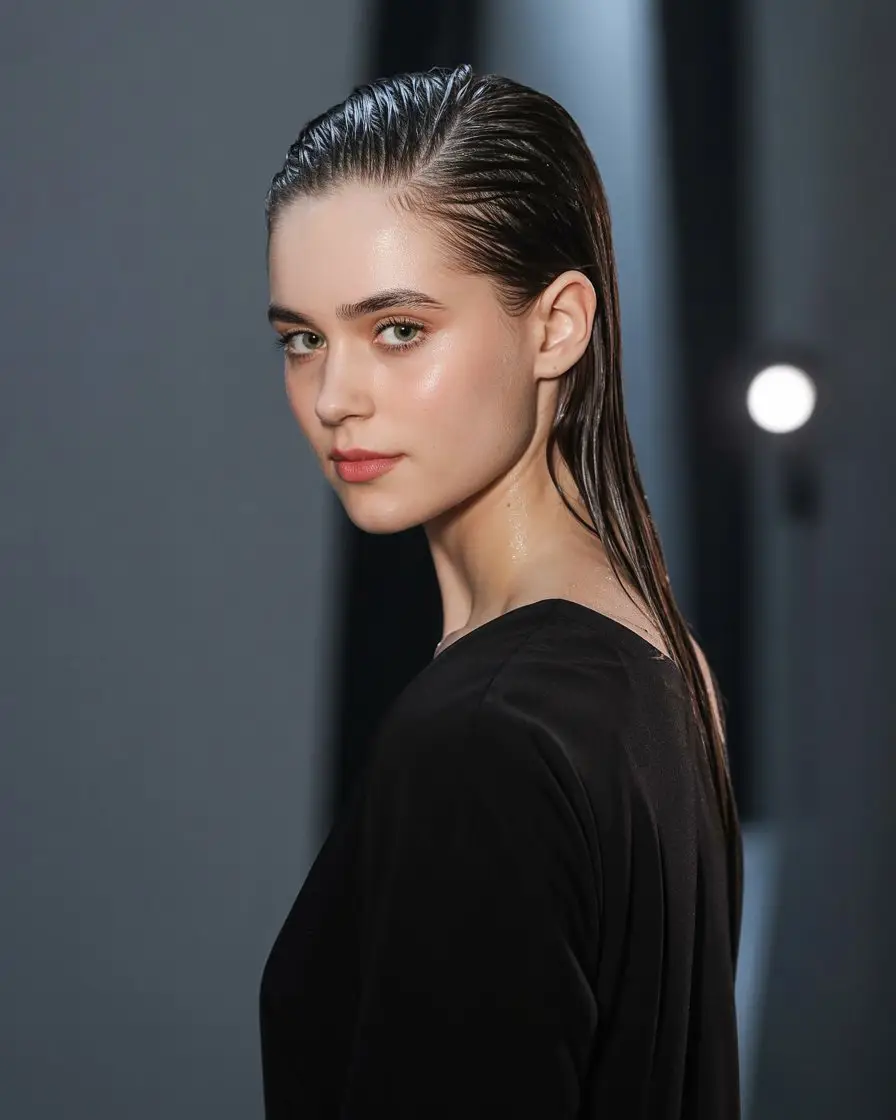 #18. Slicked-Back Wet Look: Streamlined Sophistication