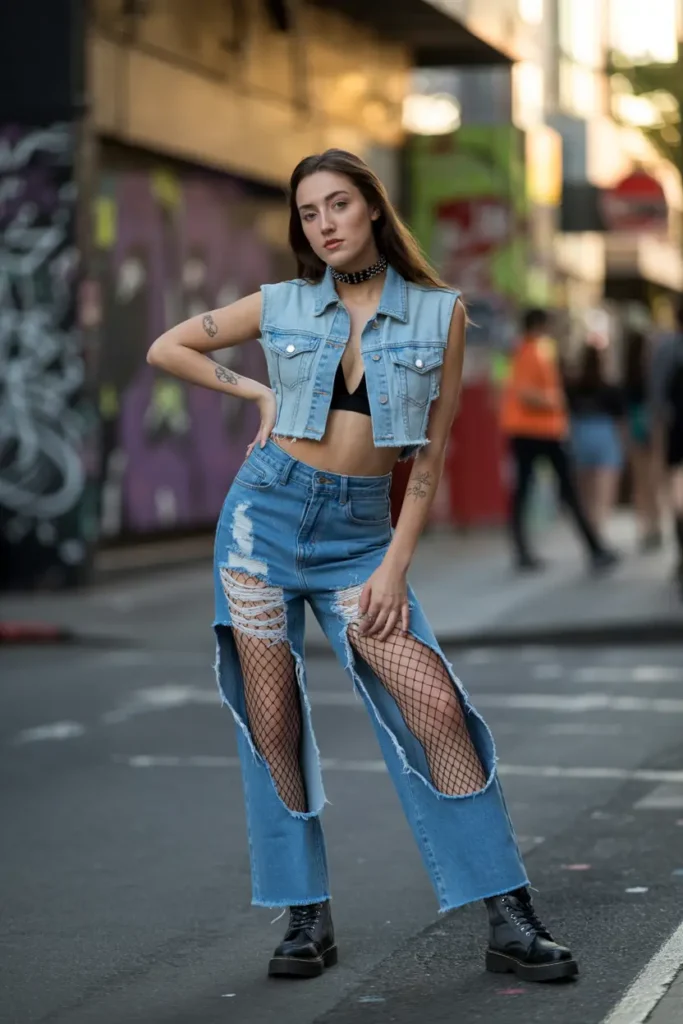 #18. The Denim Vest with Hot Pants