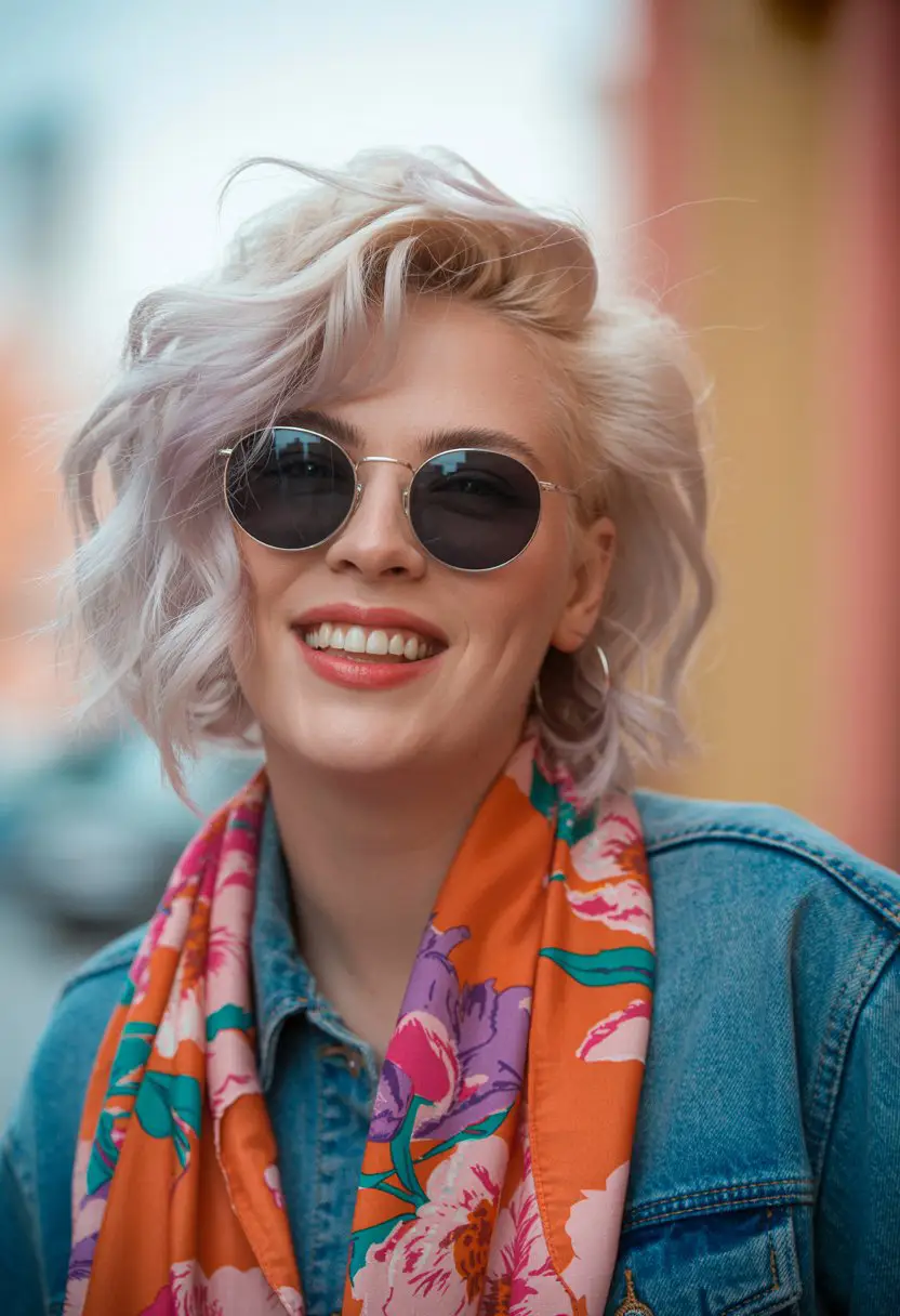 20 Timeless Salt & Pepper Hairstyles: Classic Styles with a Modern Twist 19 #18. Tousled Ice-Lavender Bob with Voluminous Sweep