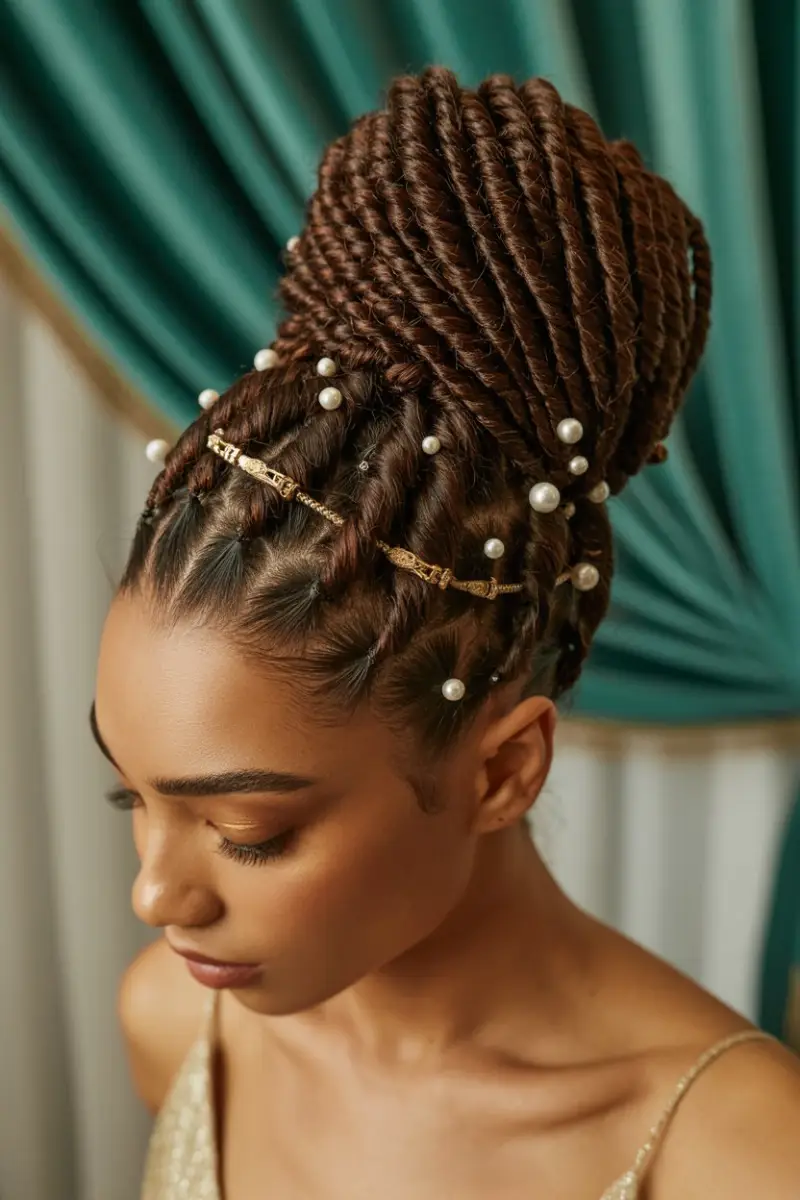 #19. Twisted Updo with Hair Jewelry