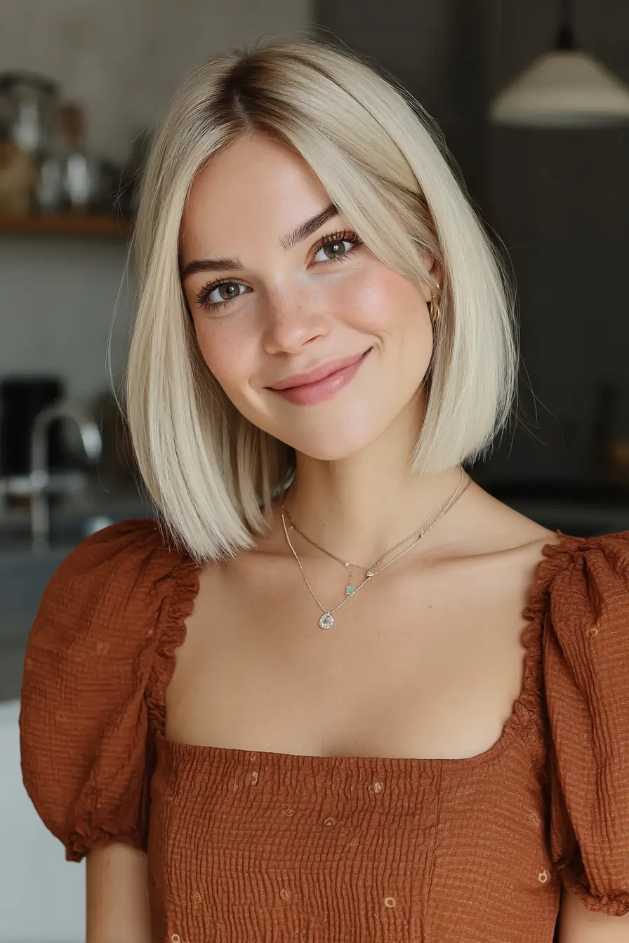22 Bold Platinum Blonde Bob Hairstyles: Fresh and Fierce Ideas for a Standout Look 3 #2. Blunt Platinum Bob with Middle Part
