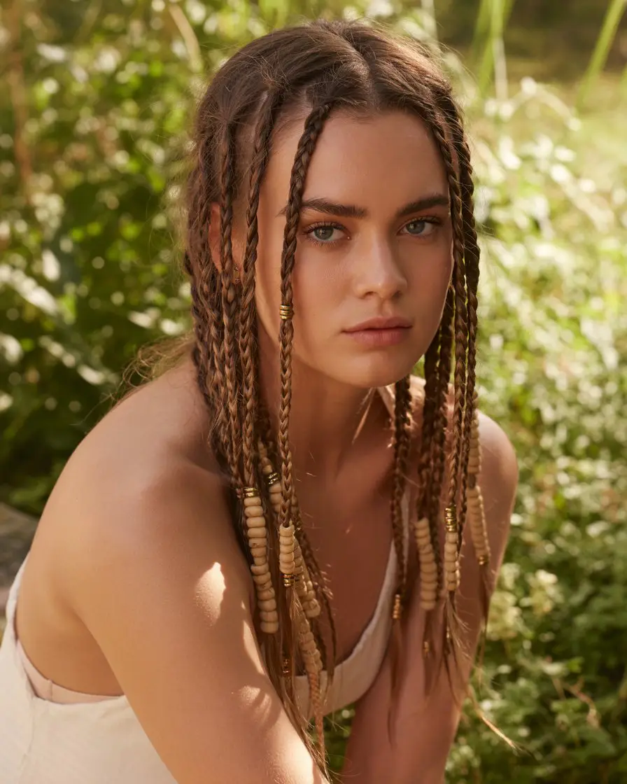 20 Eye-Catching Small Braids Hairstyles: Bold Looks to Elevate Your Hair Game 3 #2. Boho Goddess Micro Braids