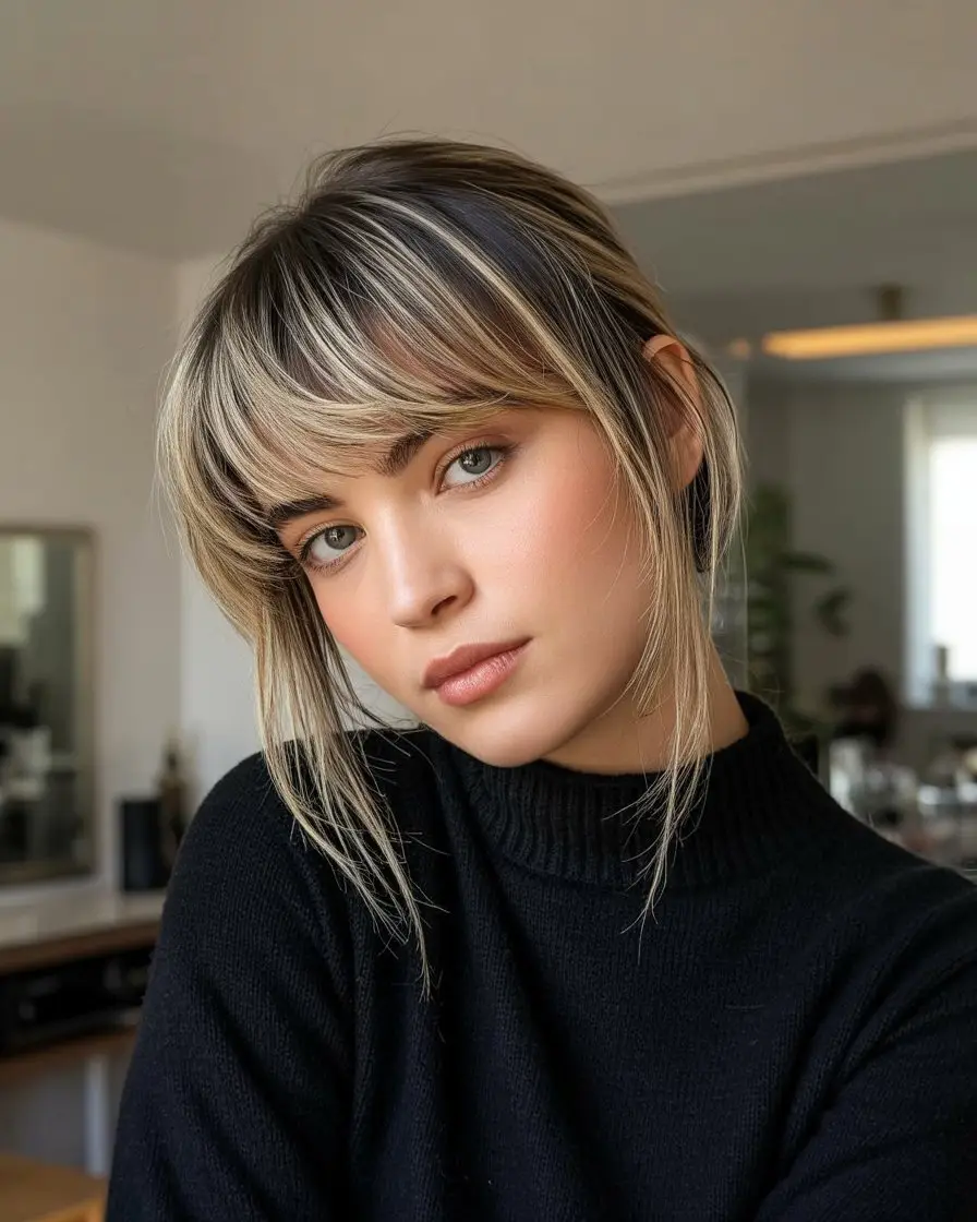 #2. Side-Swept Bangs: The Ultimate Face-Lengthening Trick