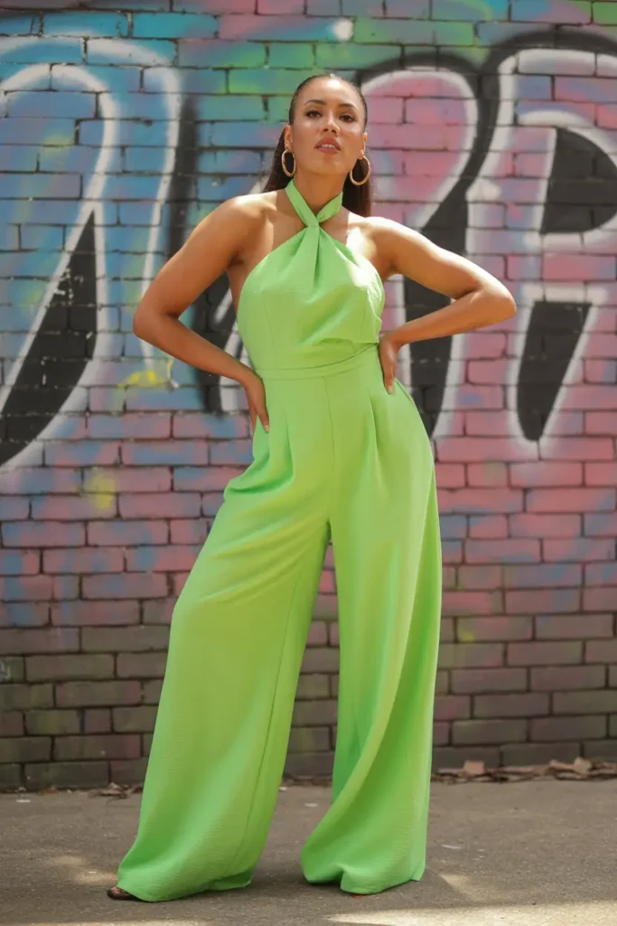 #2. The Neon Halter Jumpsuit