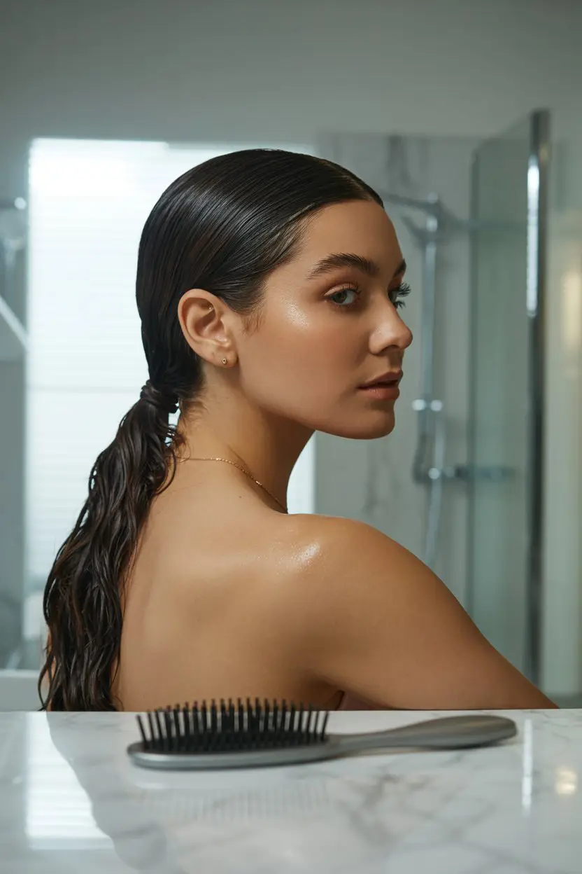 16 Time-Saving Wash And Go Hairstyles: Chic Solutions for Busy Mornings 3 #2. The Slicked-Back Wet Look