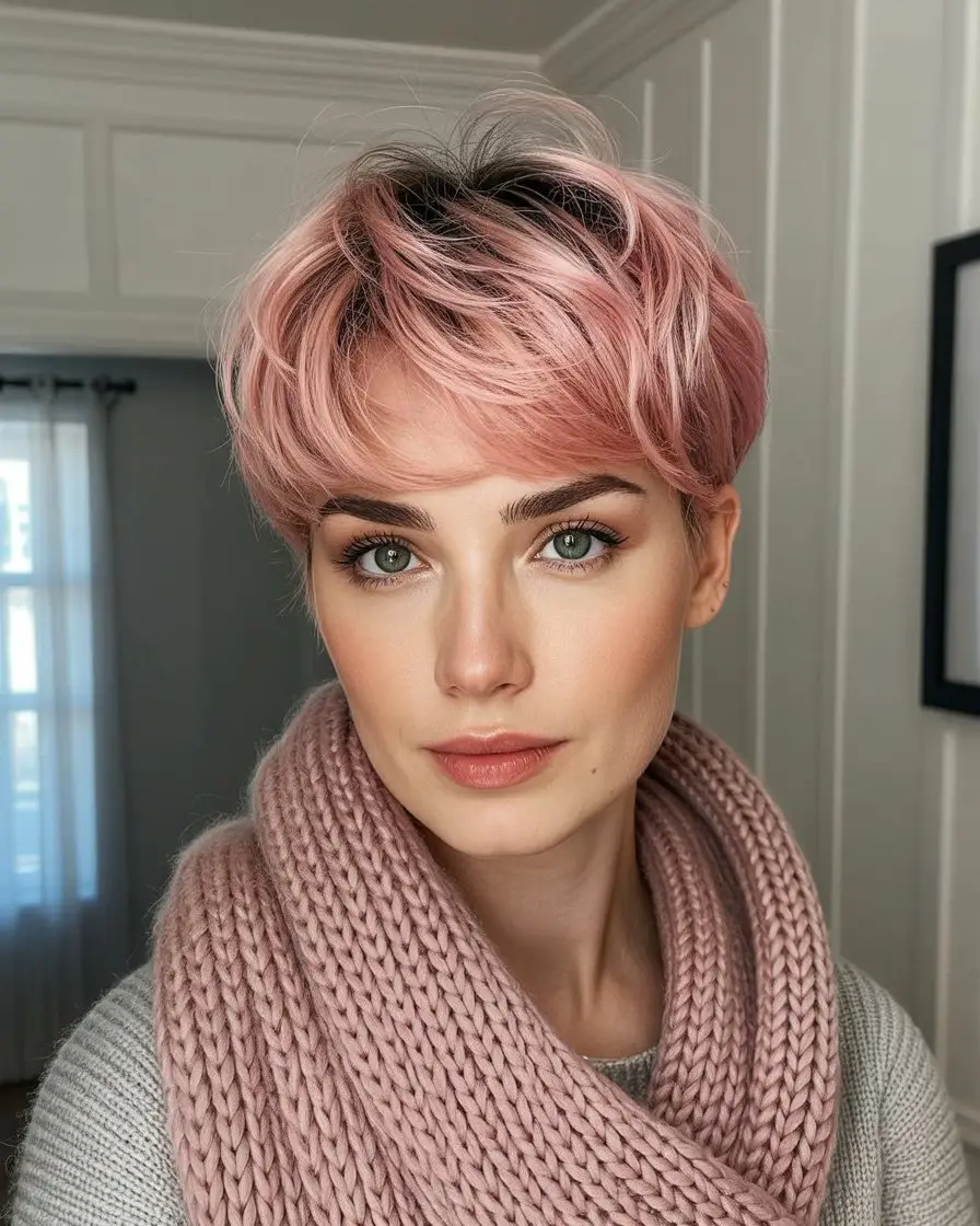 20 Playful Pixie Hairstyles: Flirty and Fun Looks for a Fresh Vibe 21 #20. Soft Rose Pixie with Tousled Layers