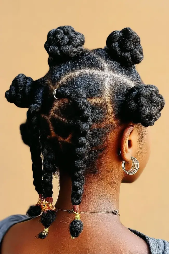 19 Stunning 4c Braided Hairstyles: Bold Looks That Celebrate Natural Texture 21 #20. Traditional Braided Knots with Threaded Ends