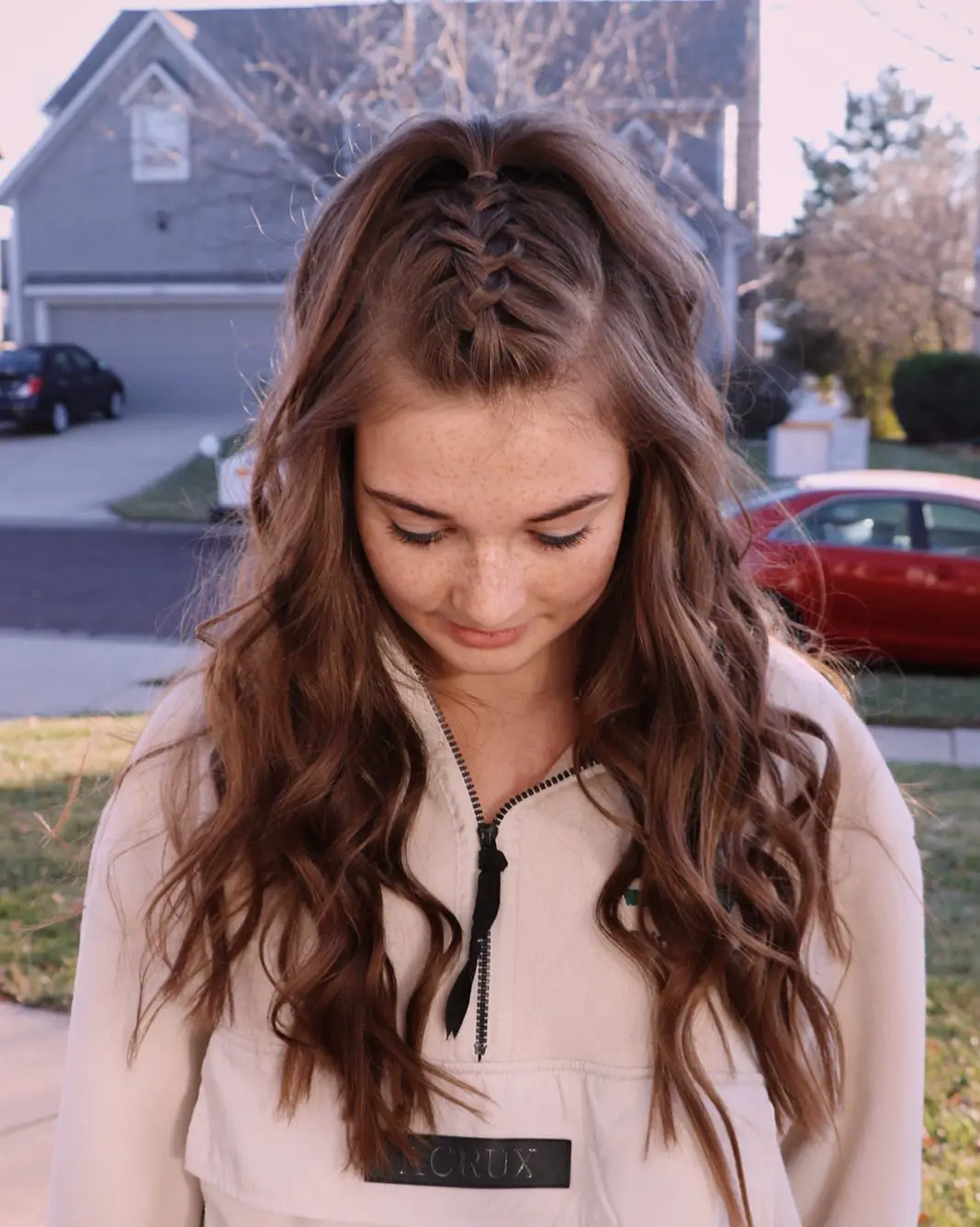 #21. Braided Party Pony with Loose Cascading Waves