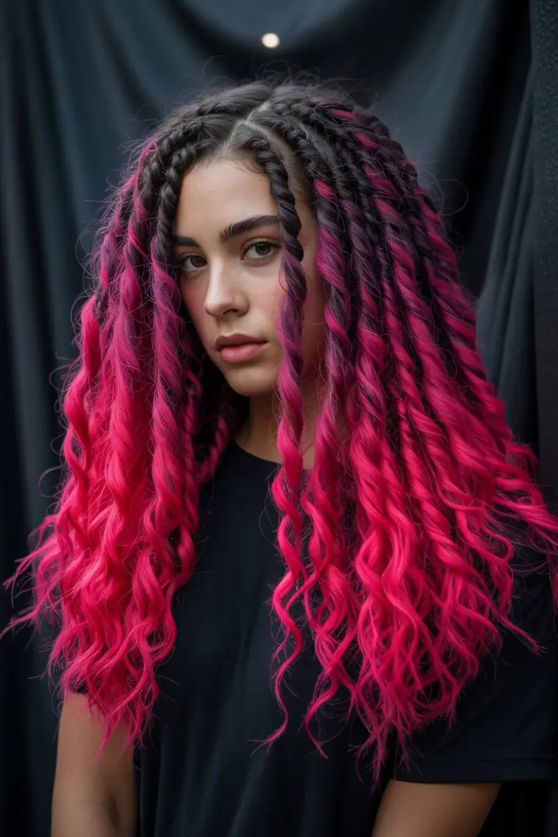 #21. Neon Ombre Twists for Festival Ready Hair