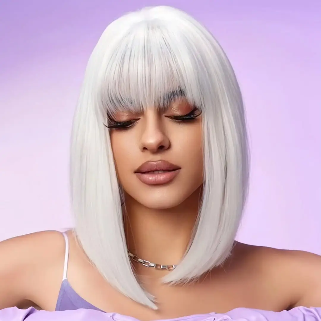 22 Bold Platinum Blonde Bob Hairstyles: Fresh and Fierce Ideas for a Standout Look 22 #21. Platinum Bob Wig with Blunt Bangs
