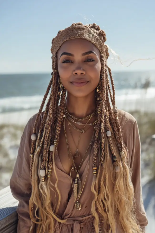 19 Stunning 4c Braided Hairstyles: Bold Looks That Celebrate Natural Texture 22 #21. Sun-Kissed Boho Braids with Blonde Ombre
