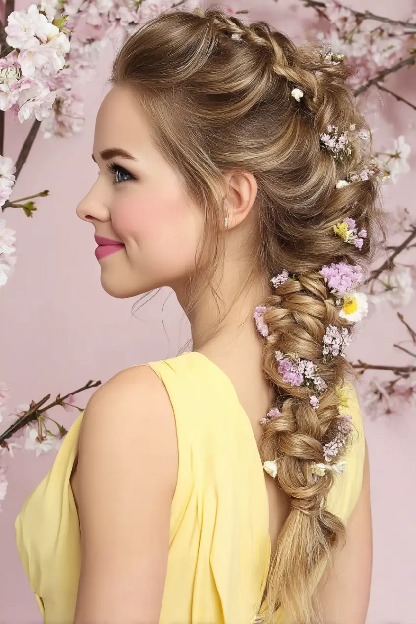 #22. Braided Garden Crown with Blossomed Fishtail