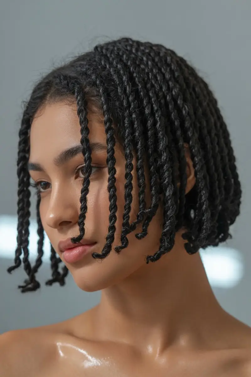 #22. Twisted Bob with Wispy Ends