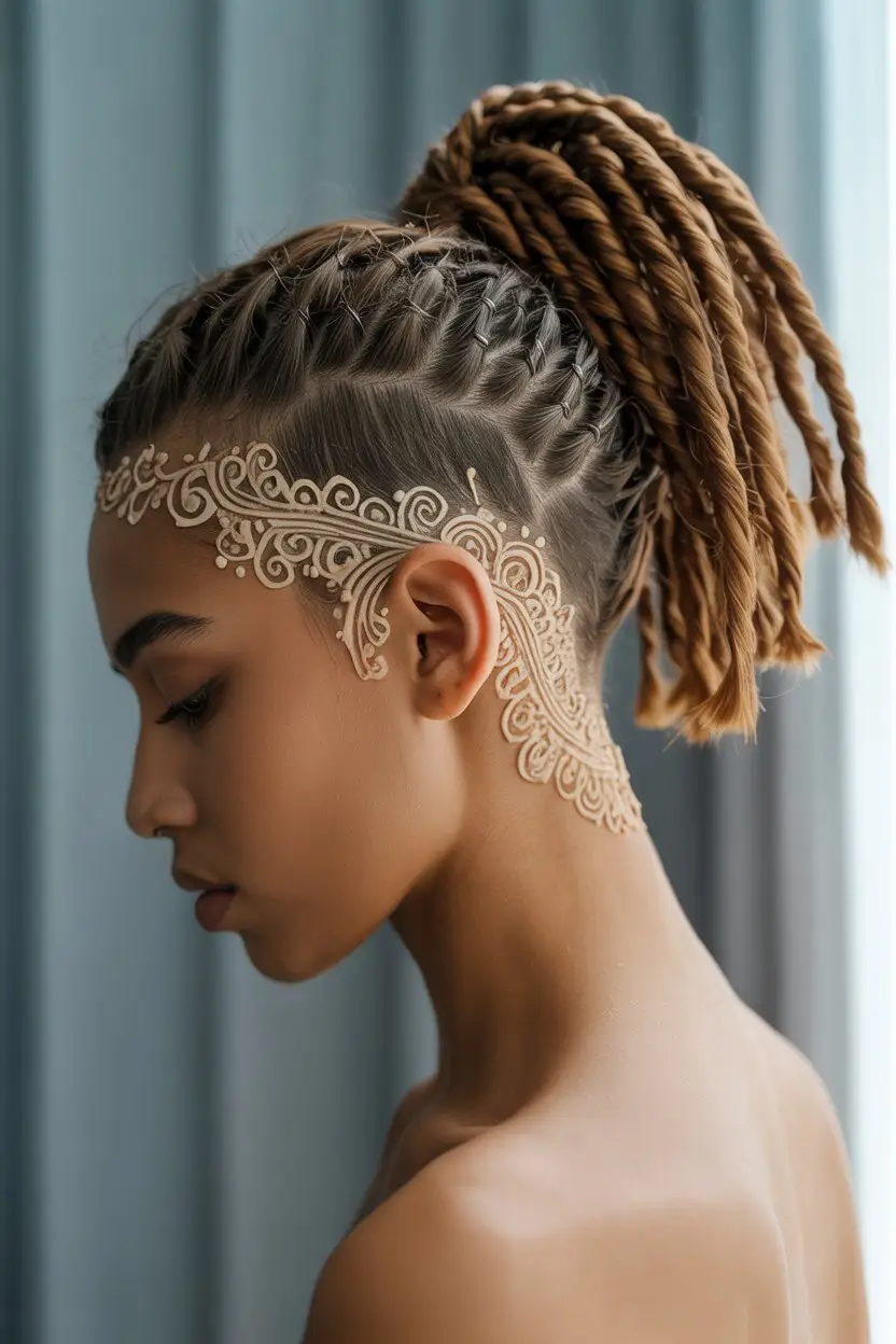 #26. Twisted Undercut with Lace Design