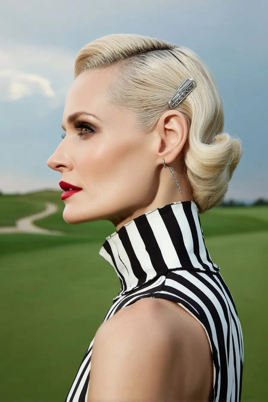 30 Sleek Golf Hairstyles: Polished and Practical Styles for Game Day Glam 29 #28. Vintage Victory Roll Glam