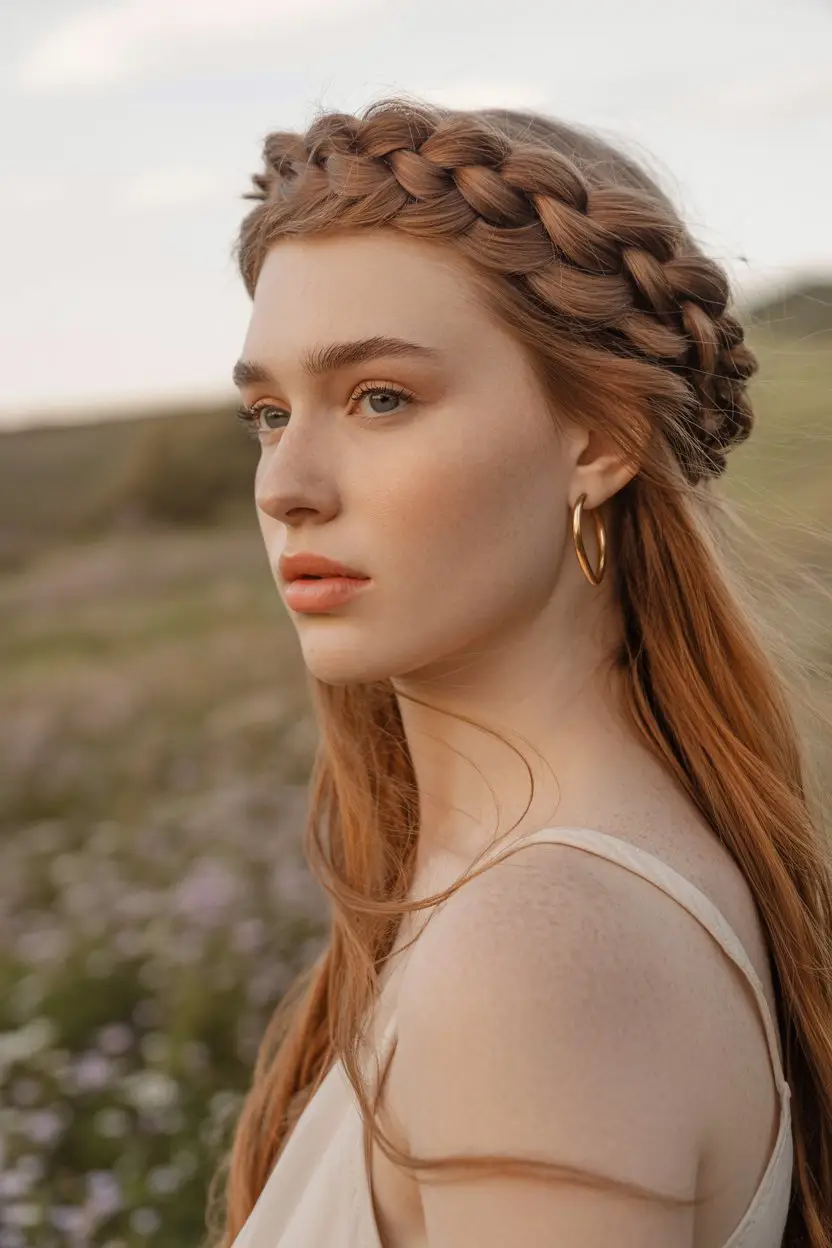 17 Stylish Vacation Hairstyles: Chic and Easy Options for Getaways 4 #3. Braided Crown for All-Day Elegance