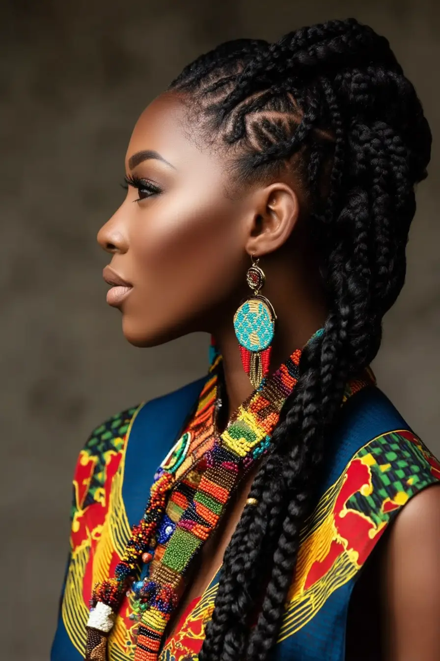 19 Stunning 4c Braided Hairstyles: Bold Looks That Celebrate Natural Texture 4 #3. Textured Crown Braids with Cultural Flair